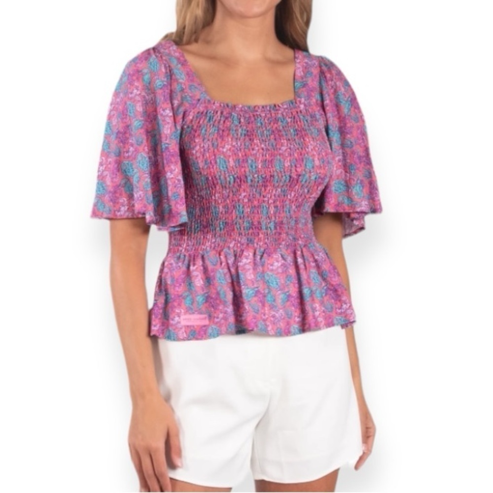 SIMPLY SOUTHERN Shirred Smocked Seahorse Top Size XL NEW